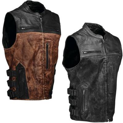 Speed And Strength Tough As Nails Motorcycle Vest | Leather And Waxed Canvas Biker Vest