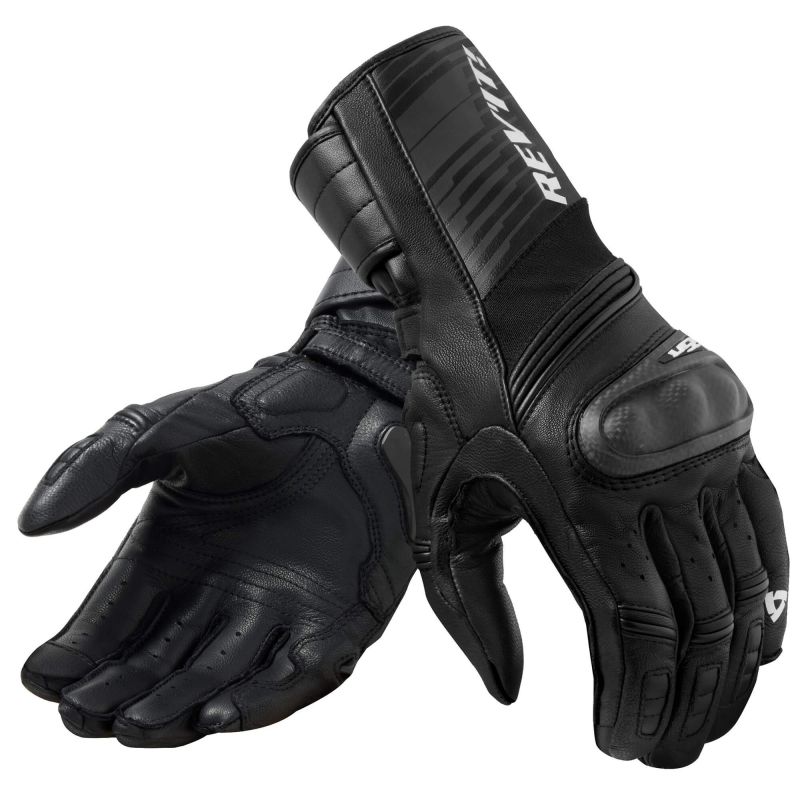 1 Pair Mens Full Finger Motorcycle Riding Racing Bike Protective Armor Short Leather Gloves Black Solid Large 