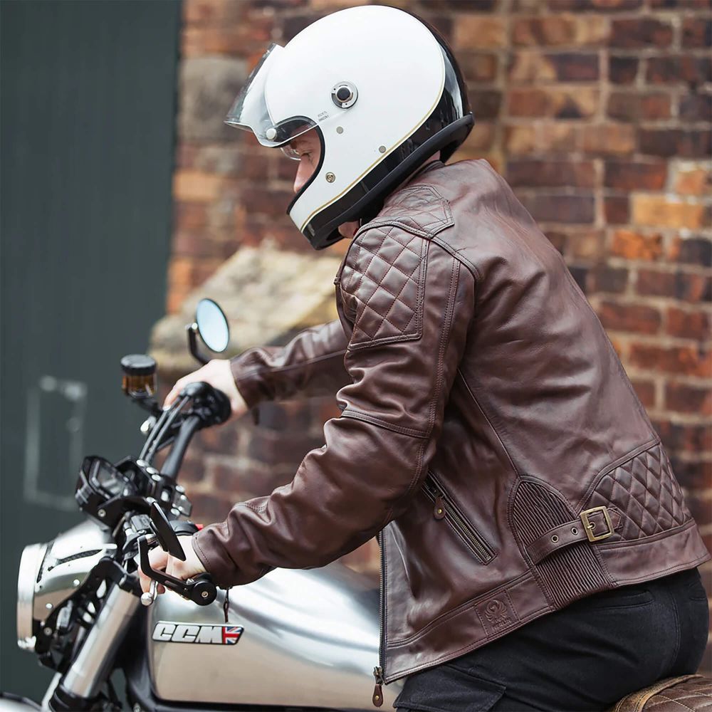 Merlin Chester D3O Cafe Leather Motorcycle Jacket - Brown | Riders Line