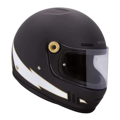 Merlin Revival Vintage Motorcycle Helmet - Flash Matt Black