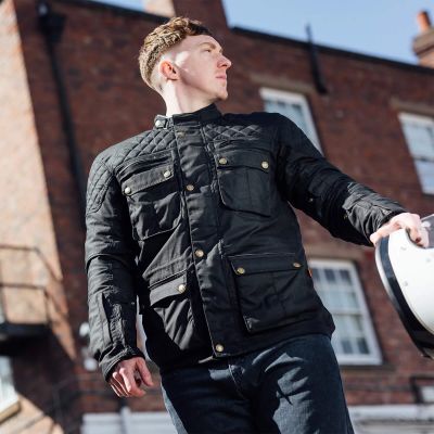 Merlin Edale II Black Wax Touring Motorcycle Jacket - Waterproof