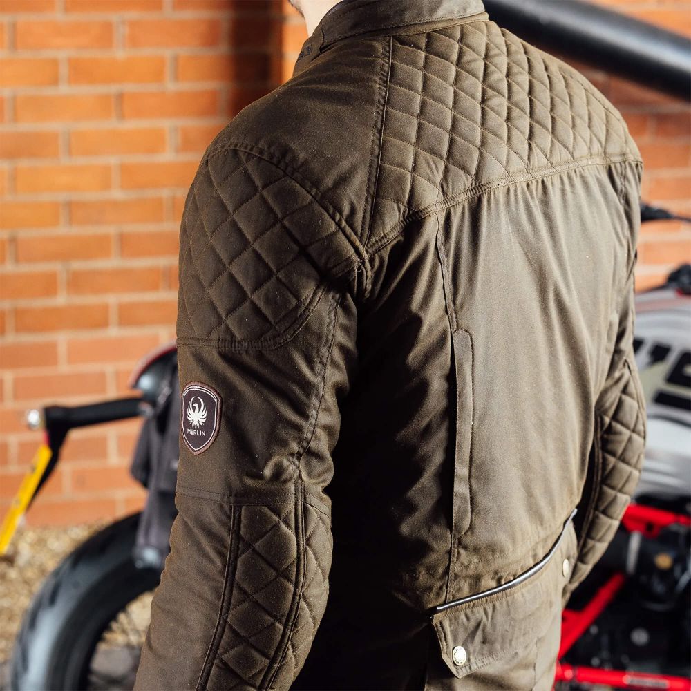 Merlin Riding Jacket Merlin Edale II Olive Classic Waxed Cotton Motorcycle Jacket | Riders Line