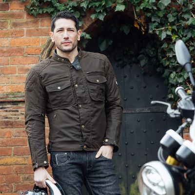 Merlin Perton II Wax Heritage Motorcycle Jacket - Olive - Waterproof
