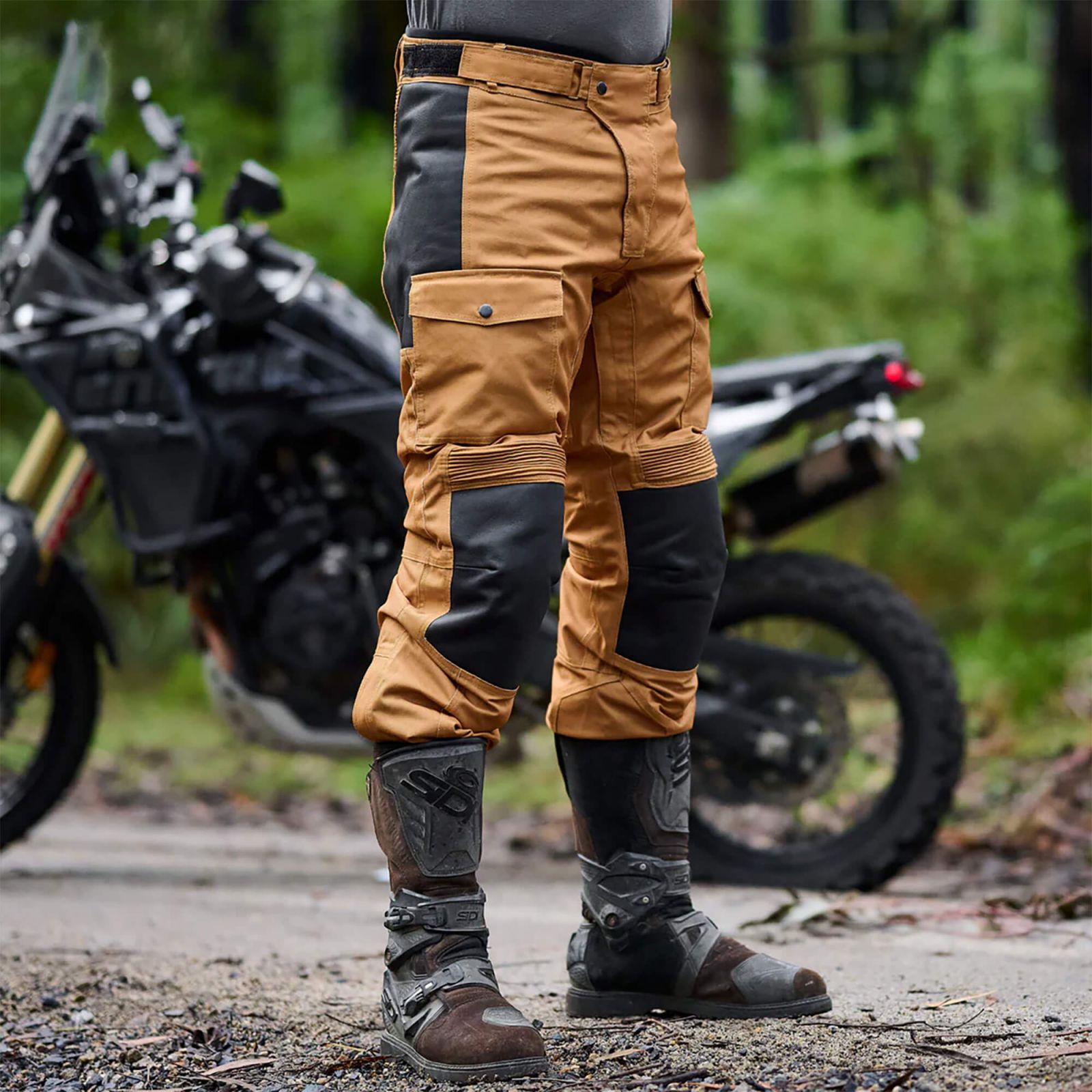 Tan Motorcycle Pants Black Pup Moto Tallarook Gen Tan ADV Waterproof Pants Riders Line