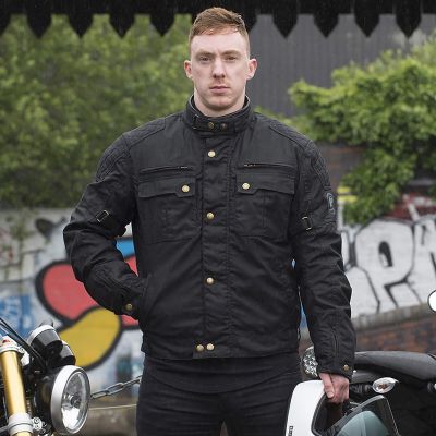 Merlin Perton Jacket - Black - Cotec Wax Motorcycle Jacket