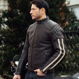 Merlin Icon Perforated Leather Jacket - Dark Brown - AAA