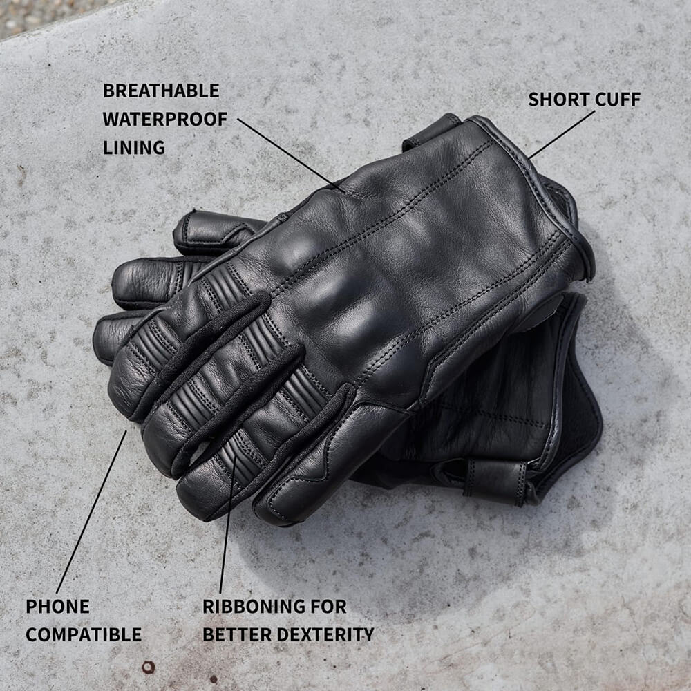 Black Pup Moto Shorties' Winter Waterproof Motorcycle Gloves