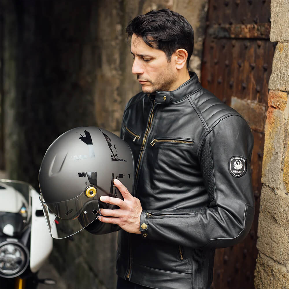 Merlin Revival Cafe Racer Retro Helmet Union Grey Key Features