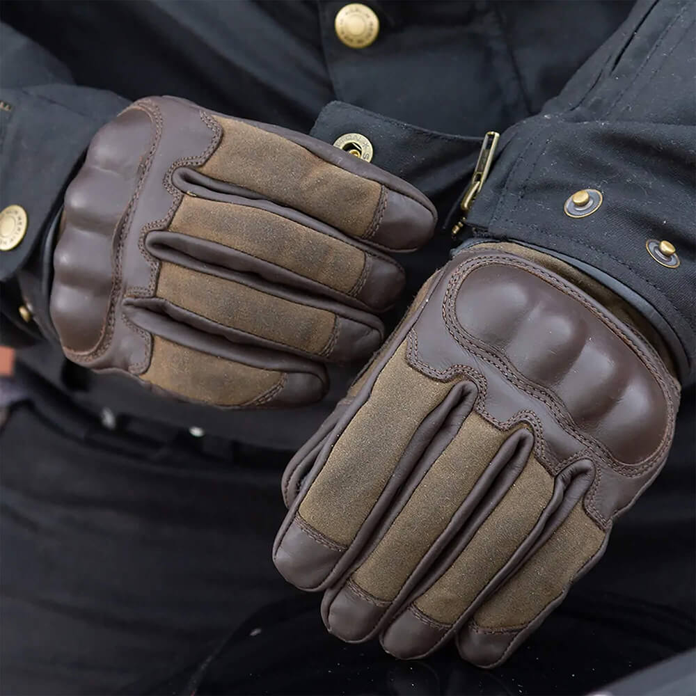 Merlin Glen Wax Canvas and Leather Motorcycle Gloves