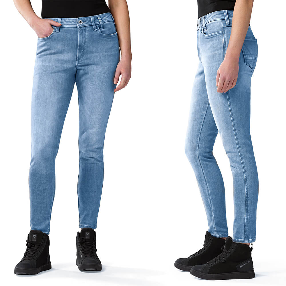 REVIT! Ladies Shelby 3 Light Blue Skinny Motorcycle Jeans